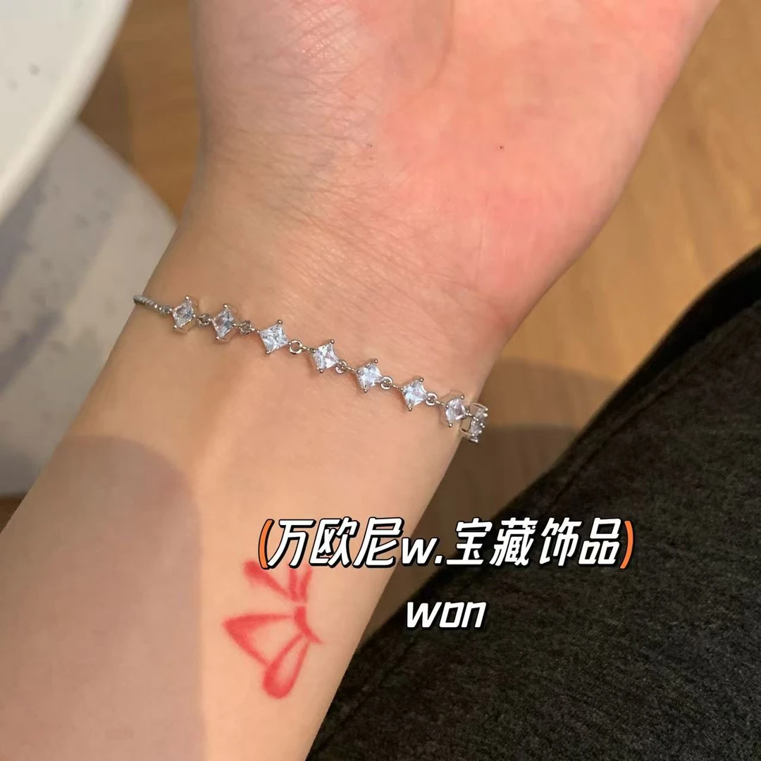 铜合金合成锆石手链 CHANGE x 菱形冰块手链 百搭精致ins 主S125