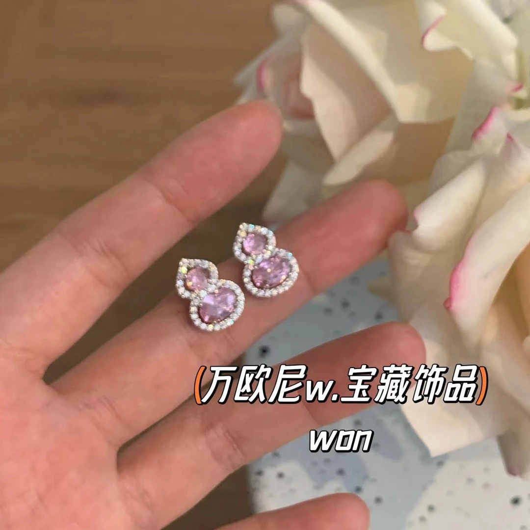 925银合成锆石耳饰 CHANGE x 冰粉葫芦 耳饰轻奢气质精致弧E684