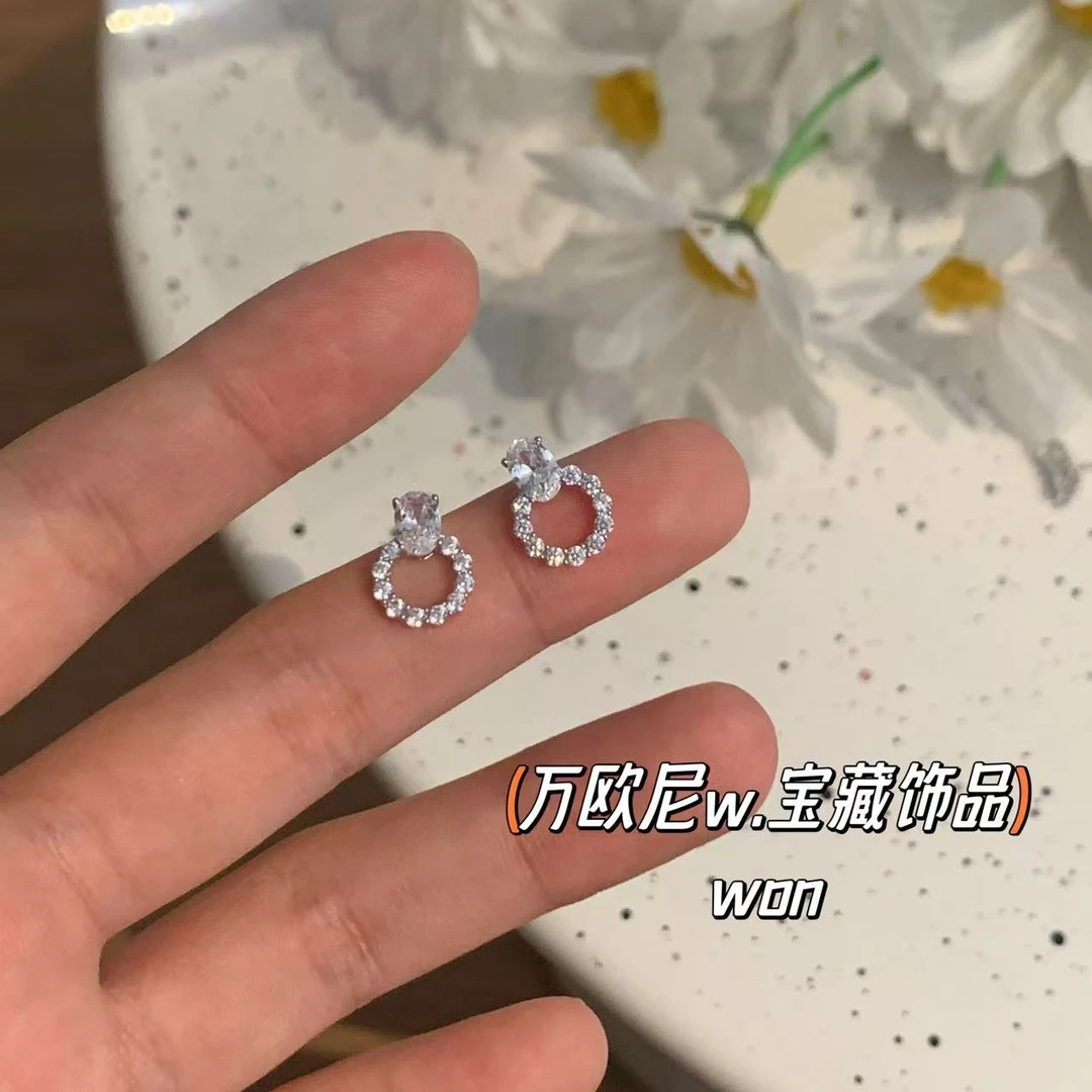 925银合成锆石耳饰 CHANGE x 甜甜圈耳饰  少女小众ins E053