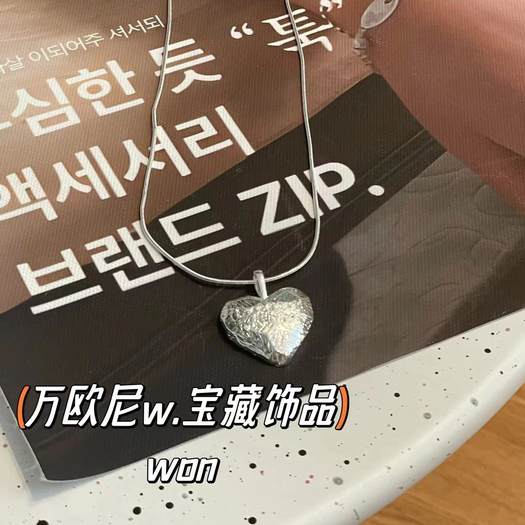 铜合金仿珍珠项链 CHANGE x 不规则花纹爱心 抽拉项链弧 X558