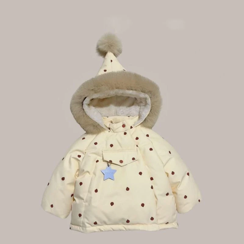 女童外套儿童冬装加绒加厚新款女宝洋气可爱防寒冬季棉袄毛领棉衣