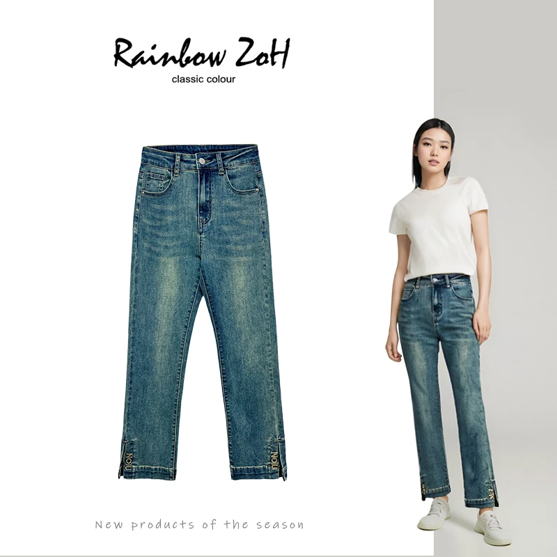 左韩【ZX052】新品时尚牛仔长裤D4XXN0052
