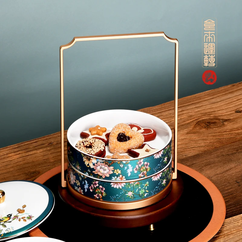 骨瓷创意古果盒干果盒点心盒国潮风家用食盒糕点盒茶点盘