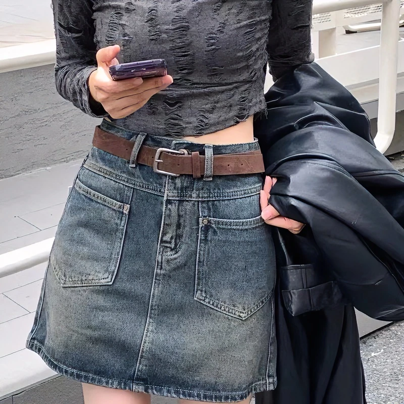 【大轩丽】蓝裙子2023年牛仔裤女新款高腰显瘦时尚韩版裤子F0832