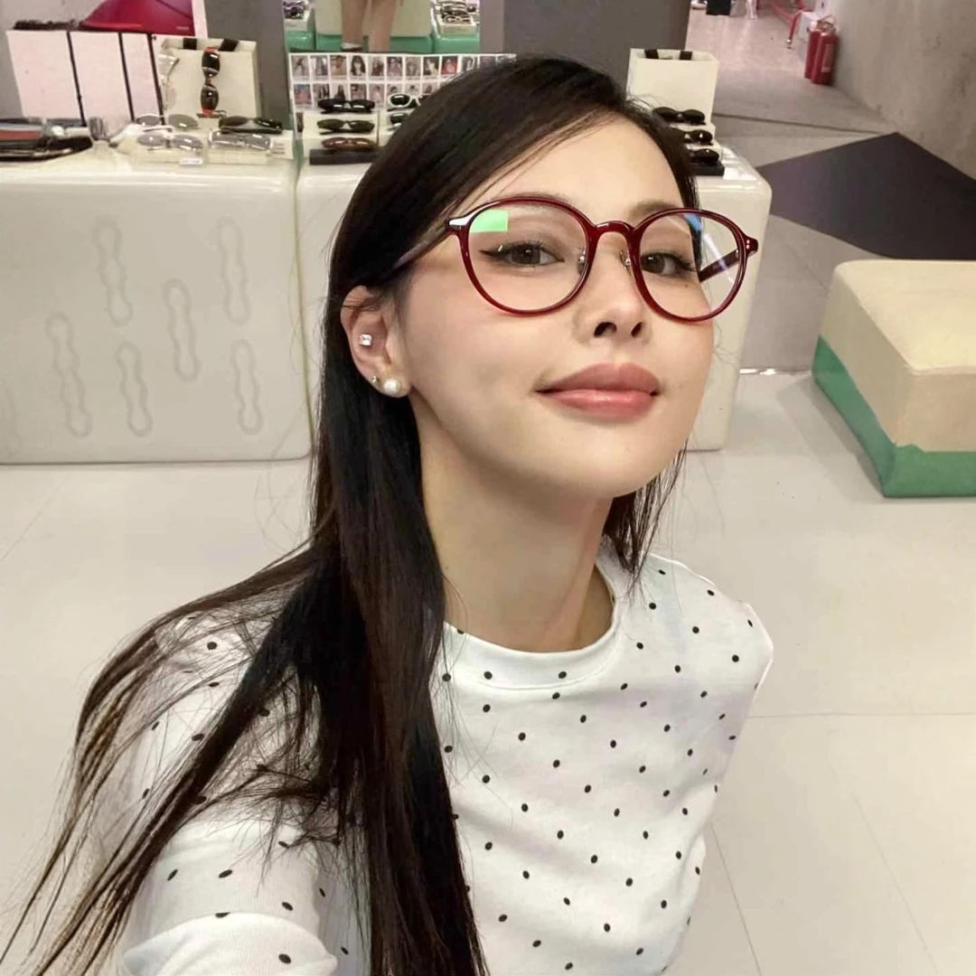 复古超轻安哥拉红色素颜眼镜女近视高级感显瘦防蓝光圆框眼睛架