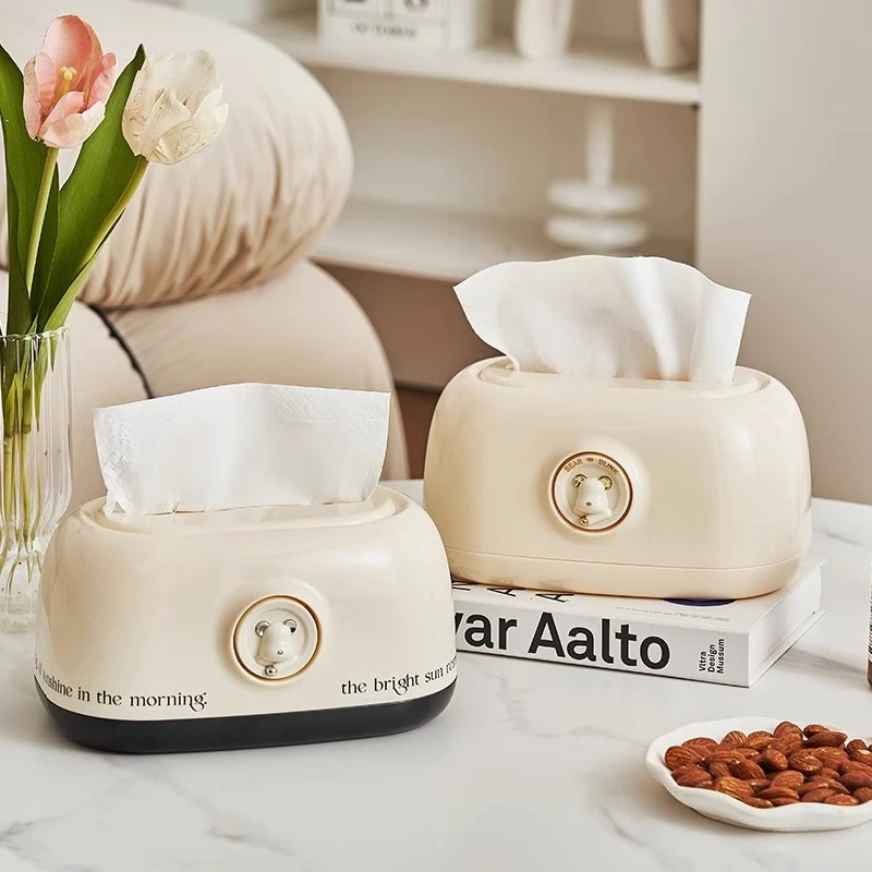 桌面高颜值纸巾盒客厅ins奶油风茶几摆件家用创意弹簧壁挂抽纸盒