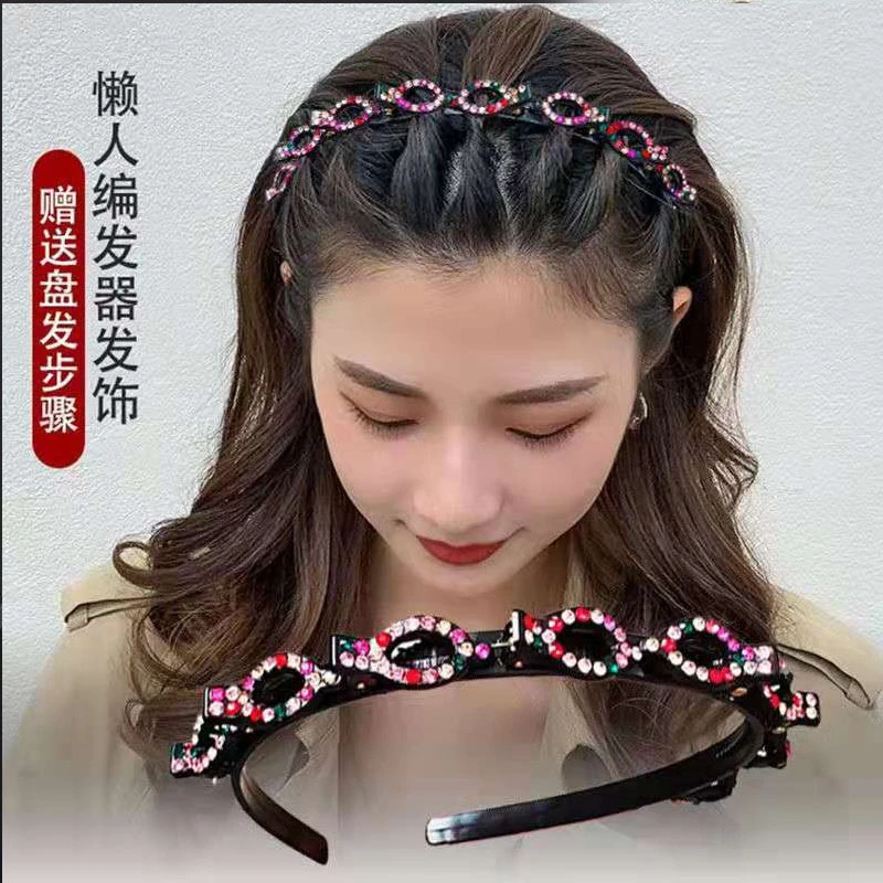 发夹顶夹刘海固定神器造型编织发箍水钻夹子编发镂空双层网红发夹