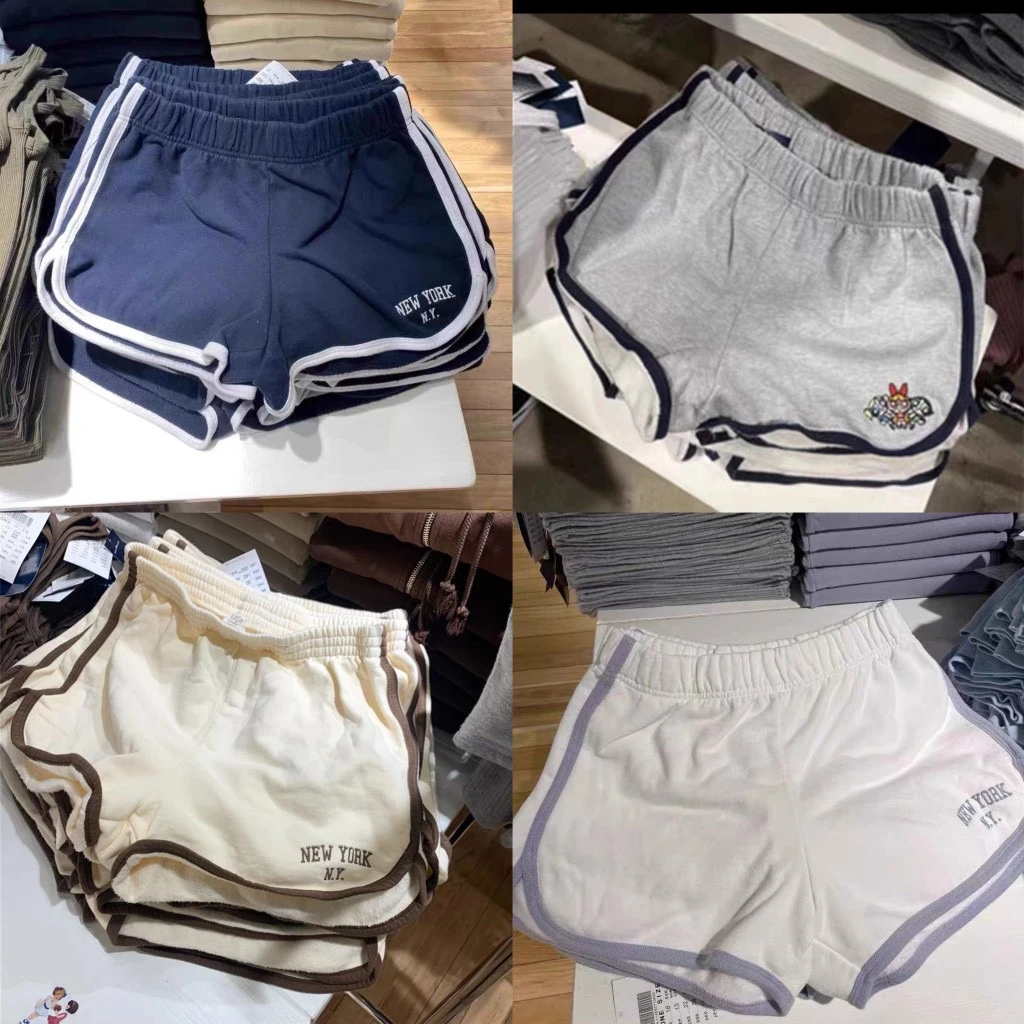 brandy BM夏季纽约美式字母刺绣短裤薄款bm休闲裤运动热裤显瘦女