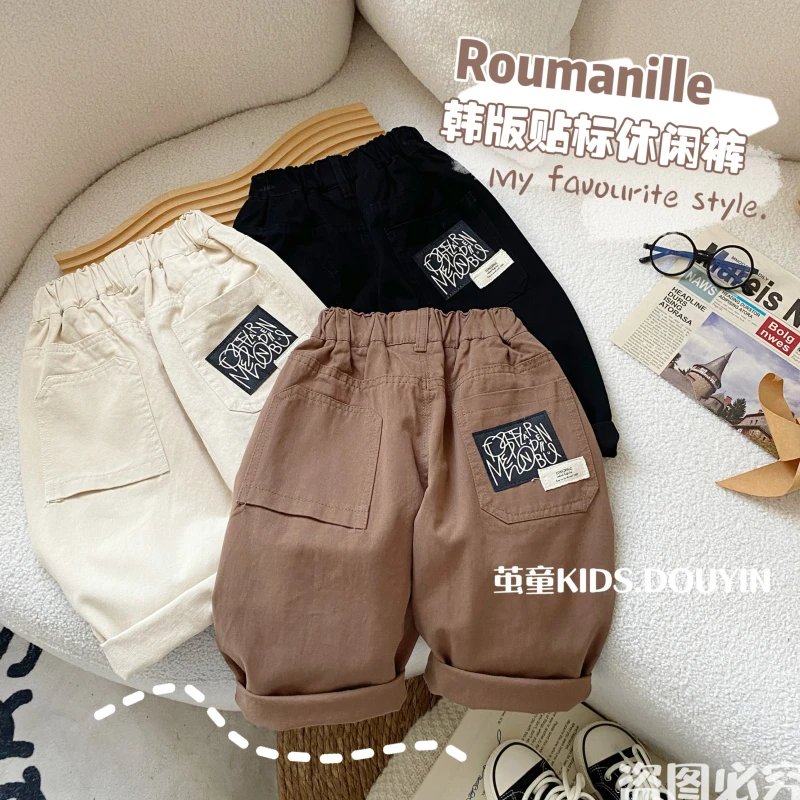 【萌娃穿搭】Q184春秋小童贴标棉布裤男女宝宝秋季新品休闲百搭