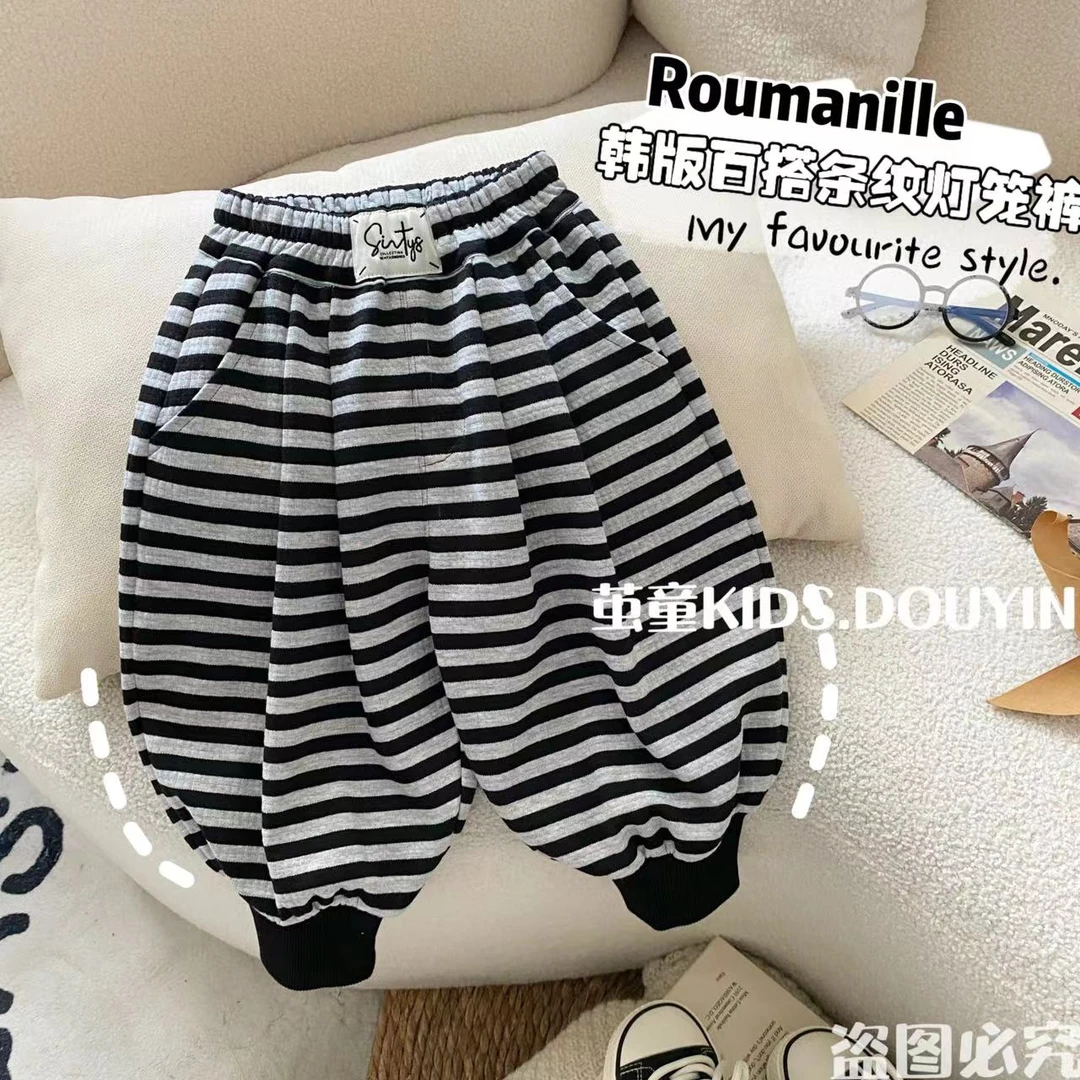 【麦麦妈】Q419小童韩版百搭条纹灯笼裤初秋新品宝宝宽松肥版裤子
