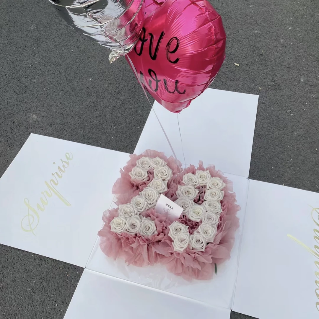 【同城配送】团购数字鲜花市区免费送生日祝福礼盒花束同城配送速