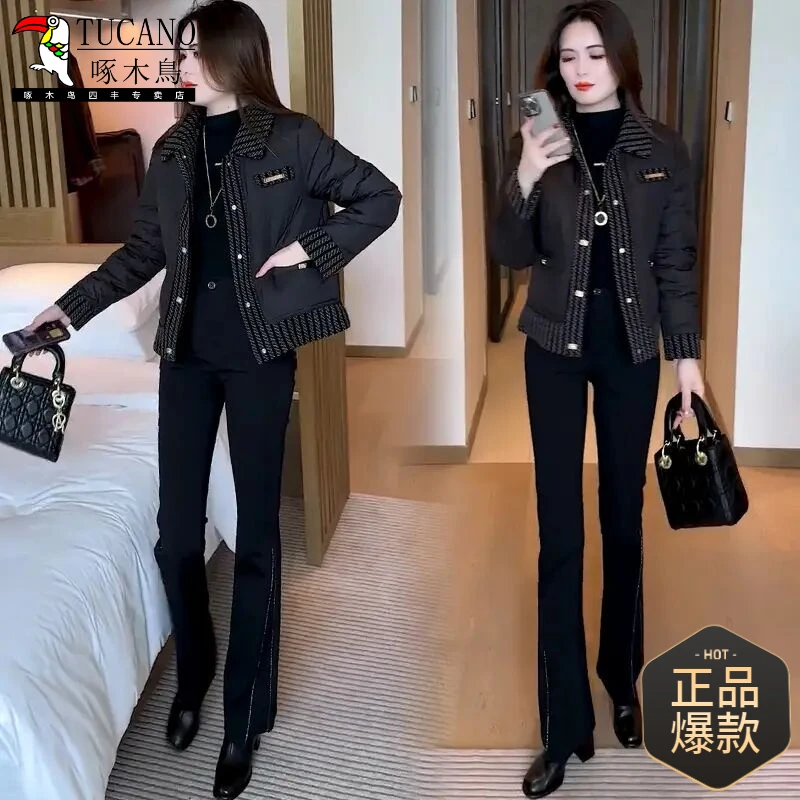 啄木鸟时尚短款棉服外套女2025冬季新款洋气加绒加厚保暖百搭夹克