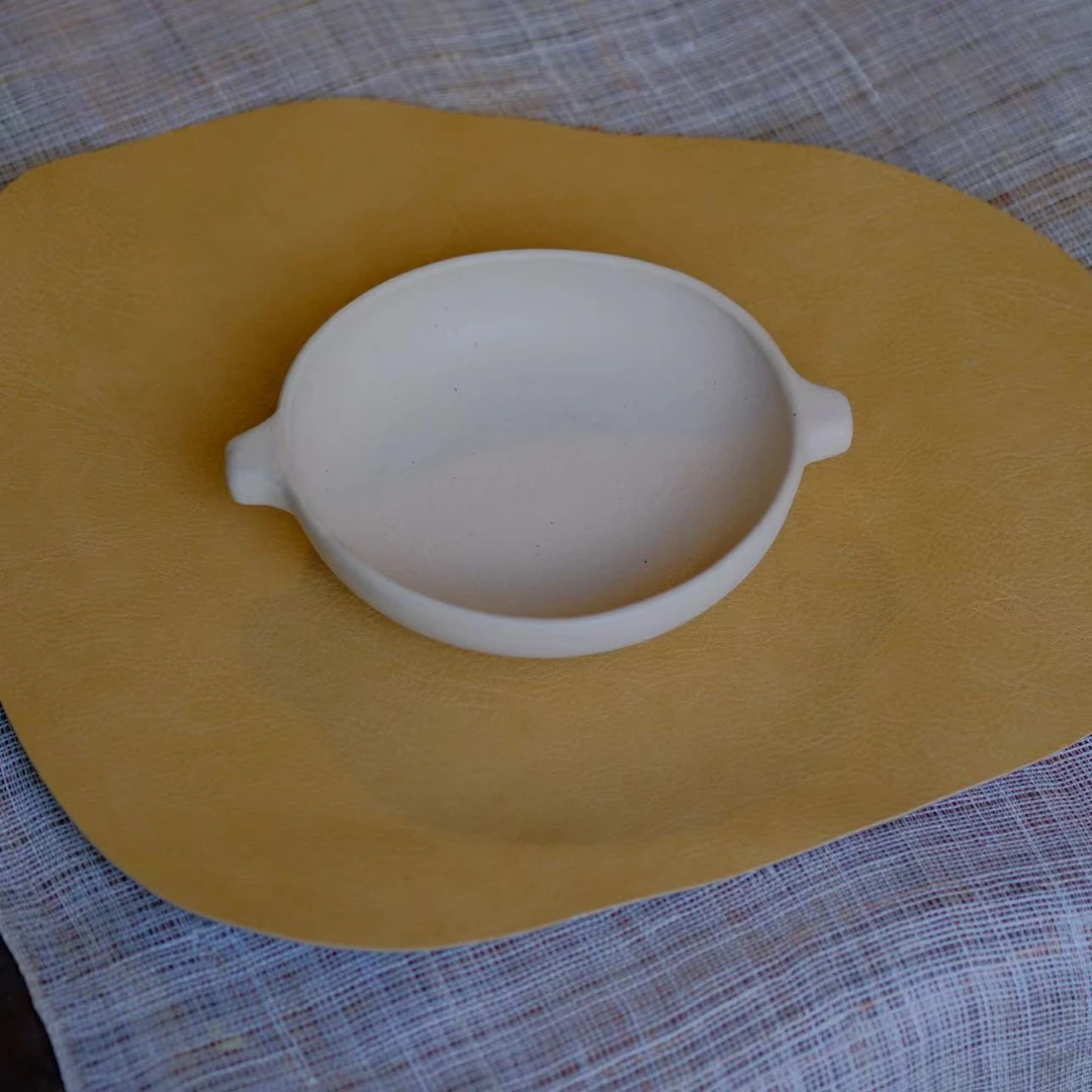 小喜宅 喜小暖双耳圆盘（米色）+编织垫（16.5x17cm)