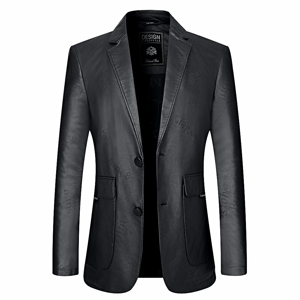 新款男士真皮皮衣绵羊皮西装领休闲小西服修身中青年商务薄款外套