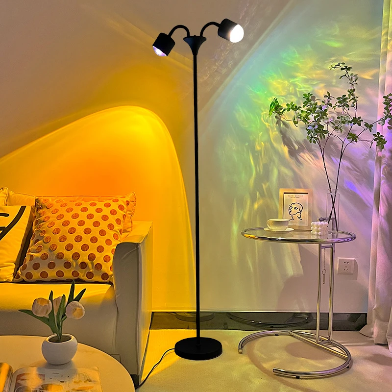 水波纹氛围灯日落灯360°旋转直播背景灯客厅卧室情调落地灯水纹灯