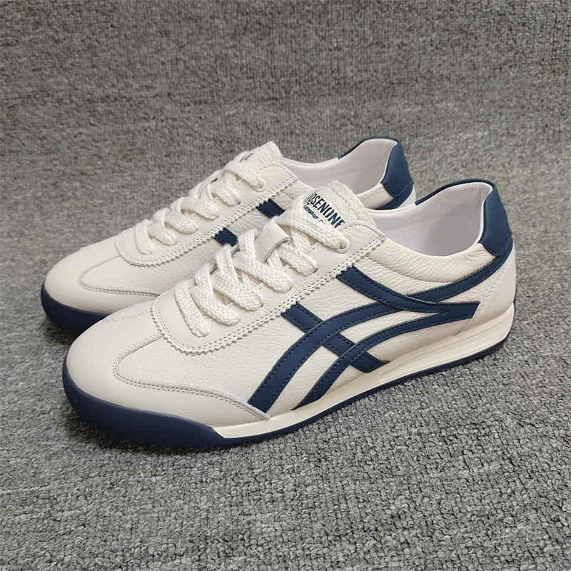 男士真皮阿甘鞋2024秋季新款潮流百搭透气防臭休闲百搭软底小白鞋