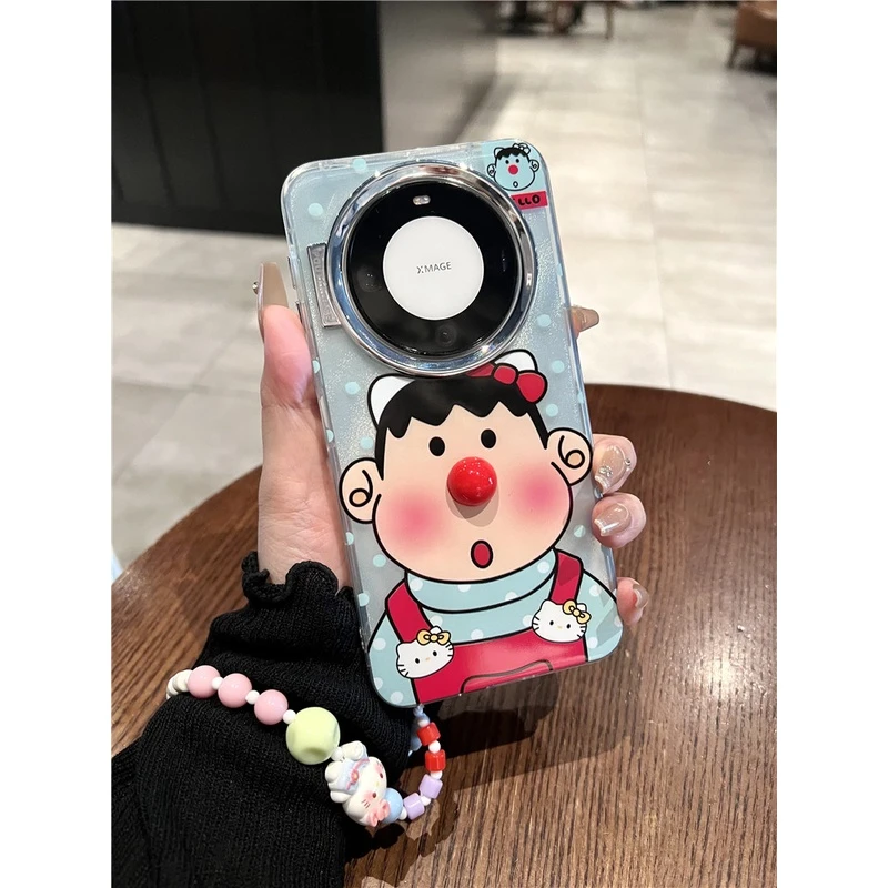 适用华为mate60/50/40pro+手机壳pura70pro+少女心背带胖虎鼻子女