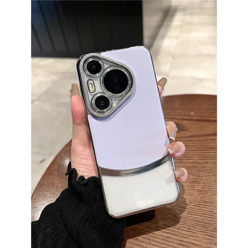 适用华为pura70pro+手机壳mate60pro高级感闪粉拼接Ultra情侣男女