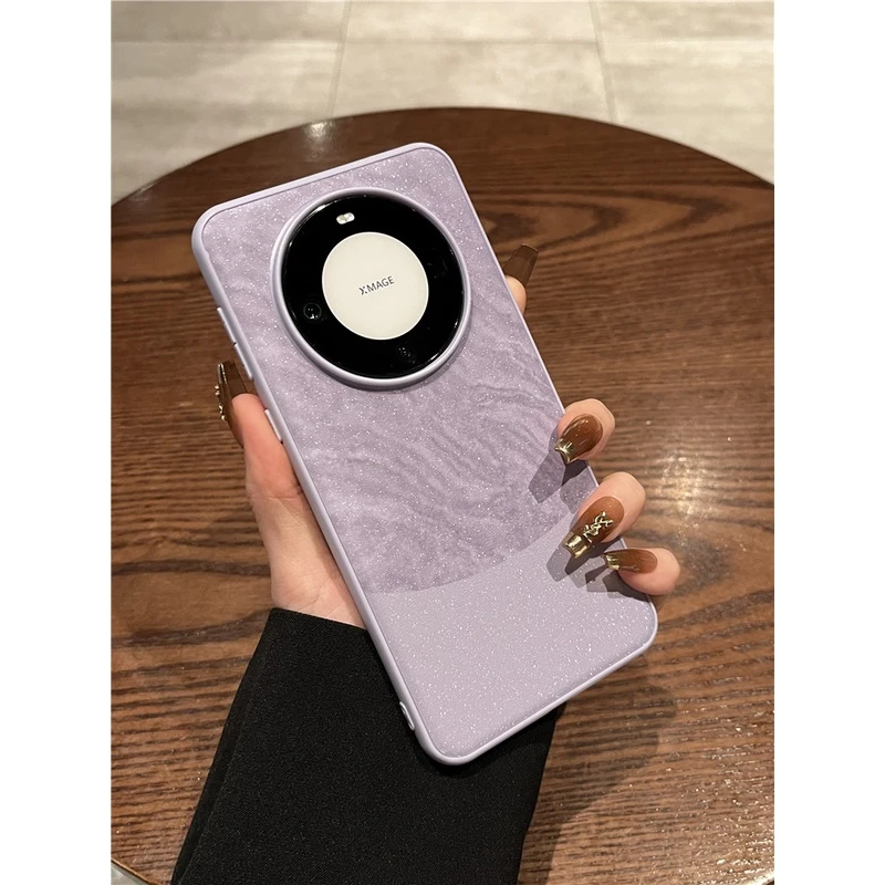 闪粉大理石磨砂适用华为mate60pro手机壳mate70pro+高级感Pura70