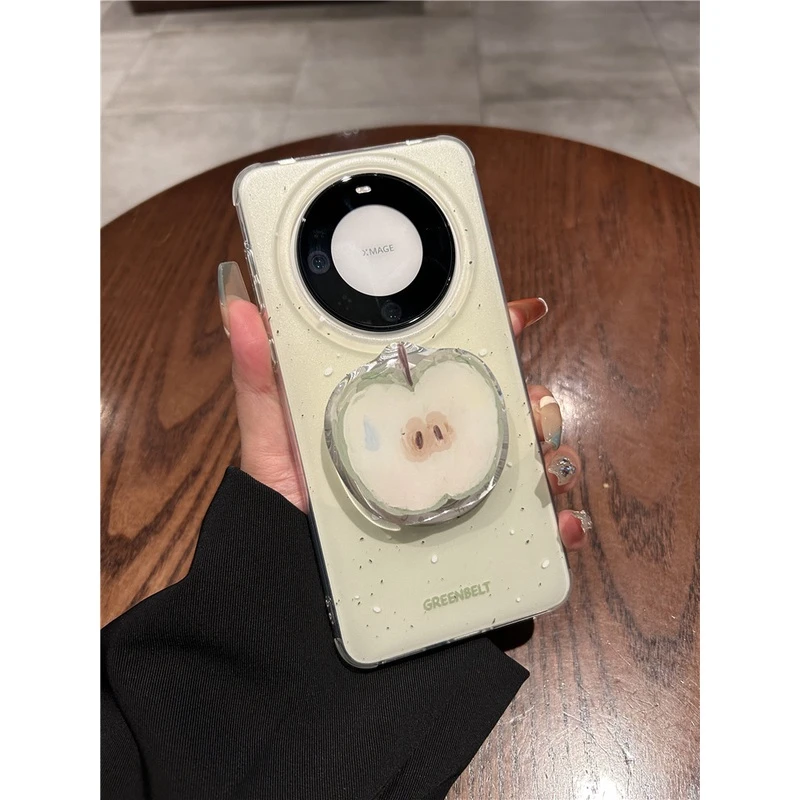 华为mate60pro+手机壳ins风泼墨青苹果mate60双层IMD全包防摔女款