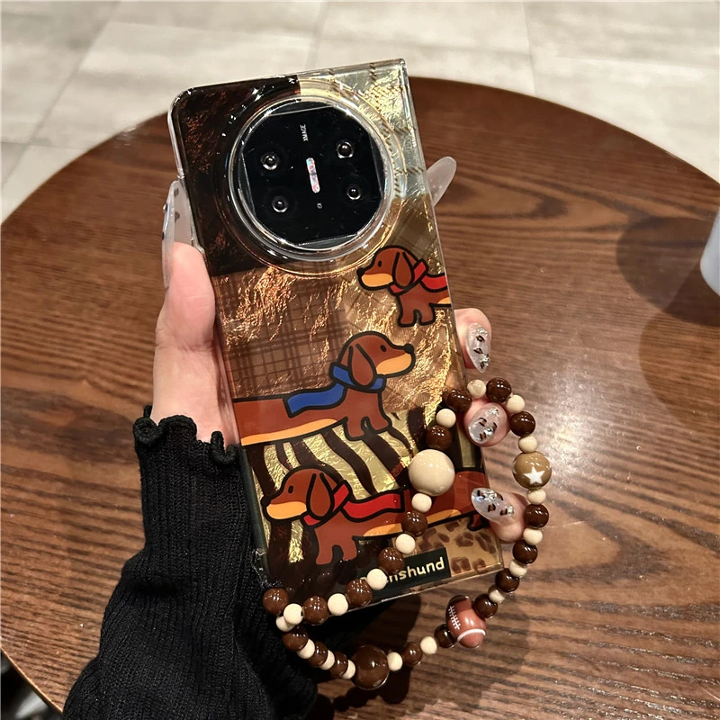 适用华为mateX5折叠屏手机壳复古拼接斑马纹腊肠狗MateX3典藏版