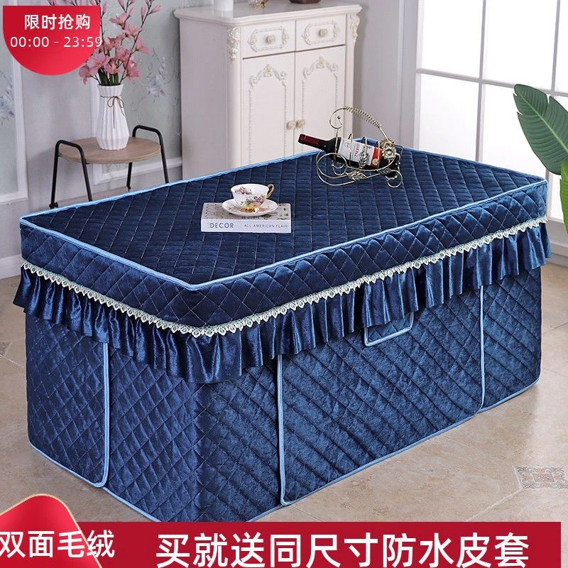 冬季加厚加绒电炉罩套烤火罩新款长方形烤火桌布电火炉取暖茶几罩