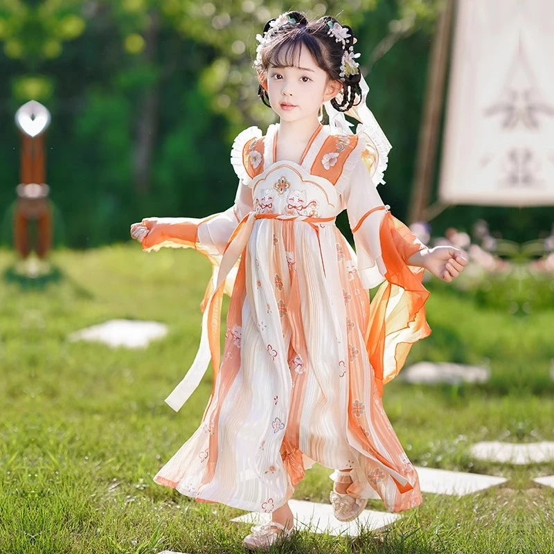 汉服女童连衣裙爆款2025新款公主裙中国风夏季6-12岁女孩古风仙气