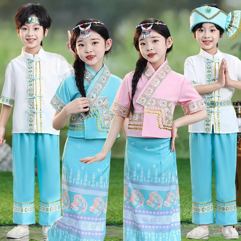 新款傣族服装儿童女孩云南西双版纳泼水节正宗傣族衣服女童演出服