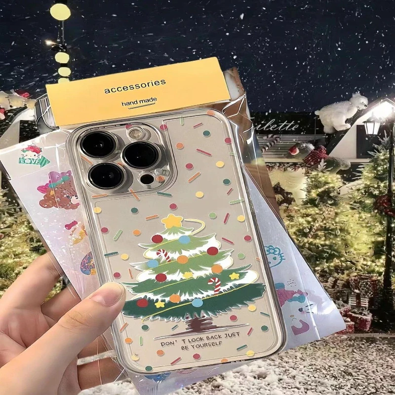 渐变圣诞树iPhone15/14promax手机壳11/xsmax防摔12/13/xr透明7/8