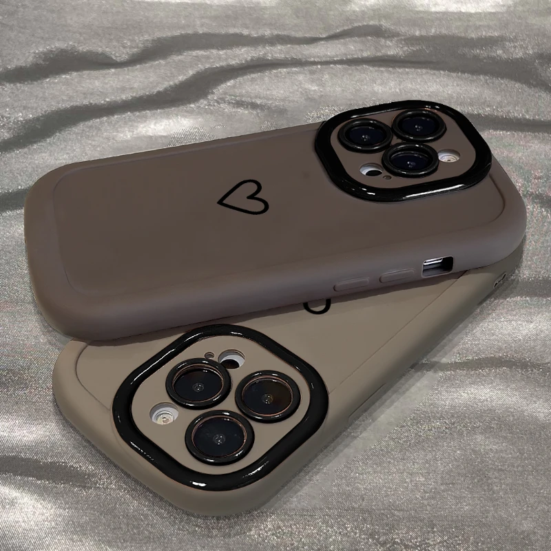 ins简约小爱心苹果15手机壳iphone13/14promax泡芙壳12全包防摔11