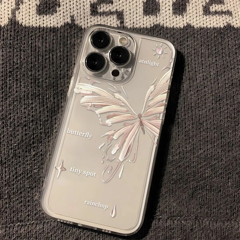 高级感鎏金蝴蝶苹果15手机壳iphone14promax高级13硅胶12透明11软