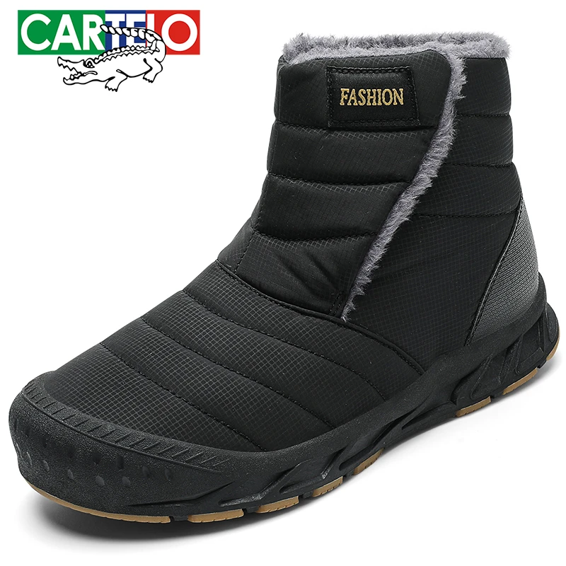 CARTELO/卡帝乐鳄鱼棉鞋冬季加绒加厚户外男鞋防寒防滑东北22013