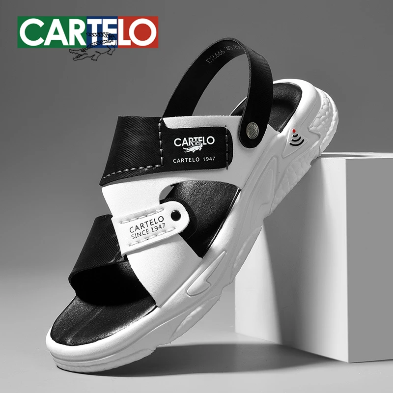CARTELO/卡帝乐鳄鱼男士沙滩凉鞋两用防滑休闲厚底海边开车凉拖