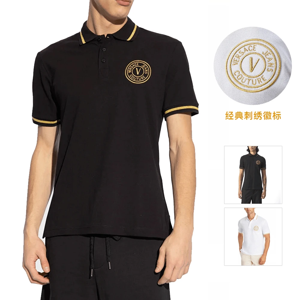 VERSACE JEANS COUTURE/范思哲刺绣徽标男士短袖T恤POLO衫7210