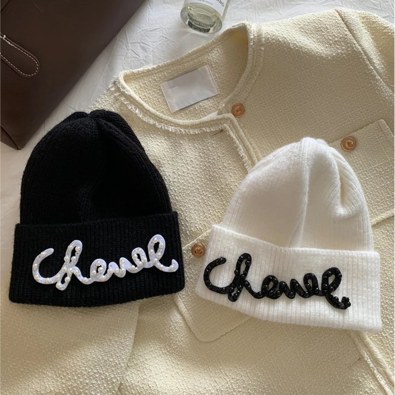 洋气好看小香风帽子女款毛线帽冬天防风保暖针织帽时尚堆堆帽法式