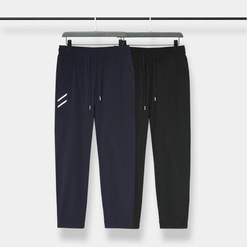 2003 夏季薄款冰丝裤男士纯色休闲裤宽松舒适抽绳纯色简约束脚裤