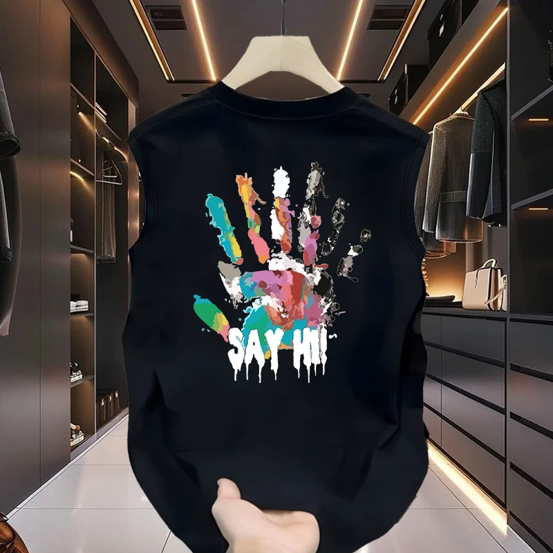 【品质男装】无袖背心男款2024夏季新款100纯棉宽松t恤潮流个性马甲