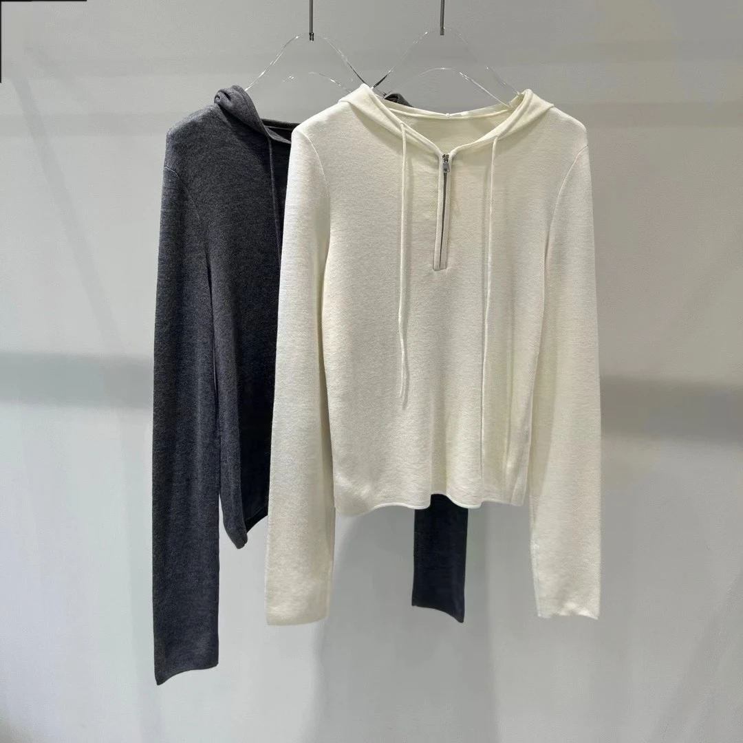 秋款百搭休闲连帽套头针织衫8061