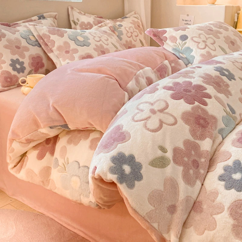 牛奶绒被套单件珊瑚绒被罩150X200冬季加绒单人法兰绒被单四件套