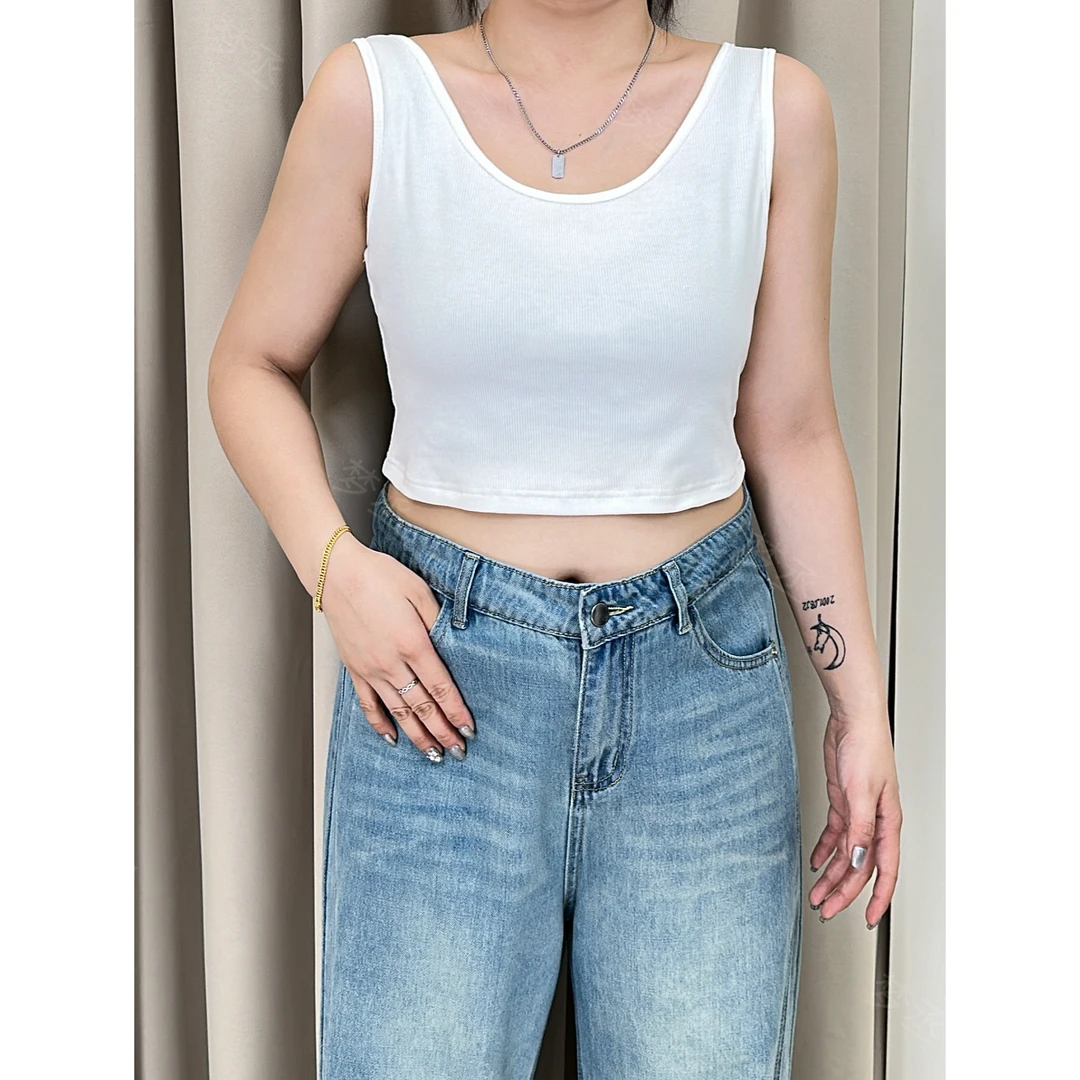 胖妹妹薄款吊带纯色背心休闲百搭遮副乳遮肚子无袖打底上衣