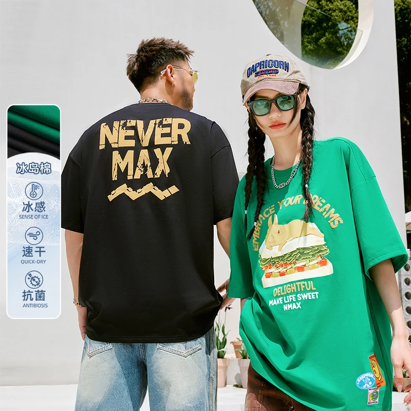【清凉汉堡兔】NMAX大码美式字母印花短袖t恤排汗男式夏季DNT059
