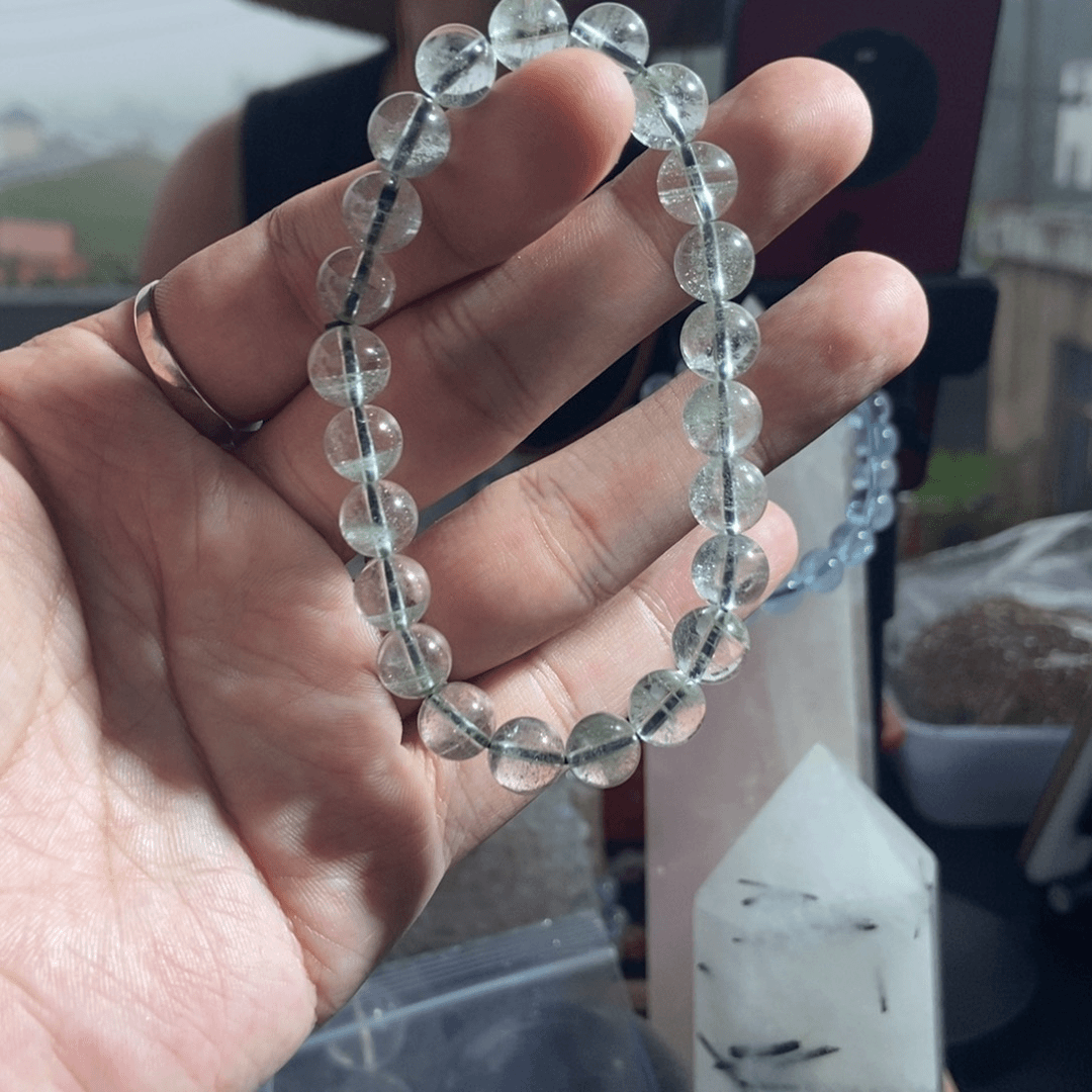 水晶手串未镶嵌天然水晶绿幽灵手链