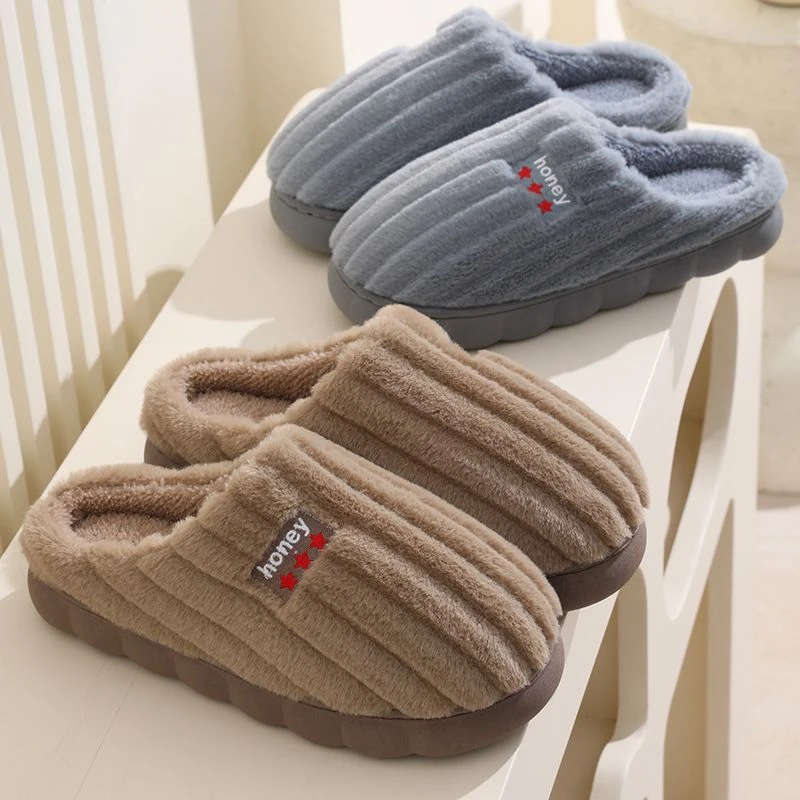 秋冬加厚保暖棉拖鞋男女室内防滑厚底毛绒家居拖鞋
