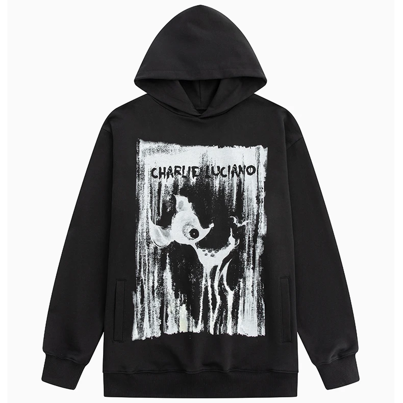 Charlie Luciano光感变色印花卫衣男女同款潮牌24秋休闲连帽帽衫*