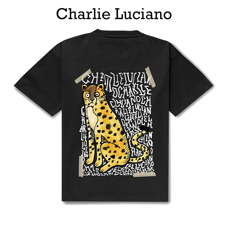 CharlieLuciano2025夏季新款动物涂鸦女短袖情侣休闲宽松潮牌T恤