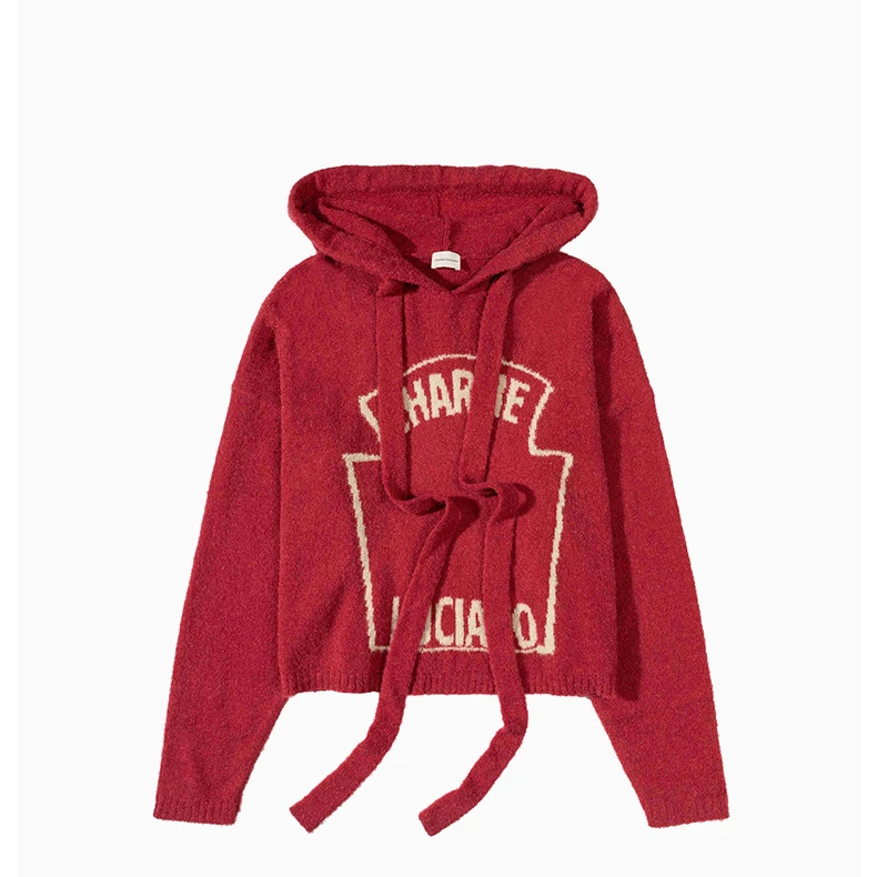 Charlie Luciano番茄酱连帽毛衣屠芷莹同款外穿秋冬情侣外套