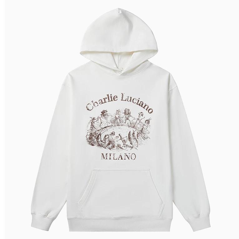 Charlie Luciano篝火聚会做旧帽衫男女同款2024春秋新款连帽卫衣
