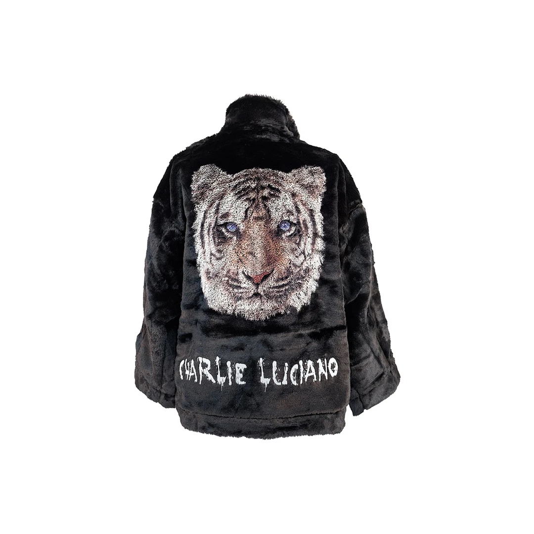 Charlie Luciano潮牌大衣动物图案冬季新款宽松中长款外套