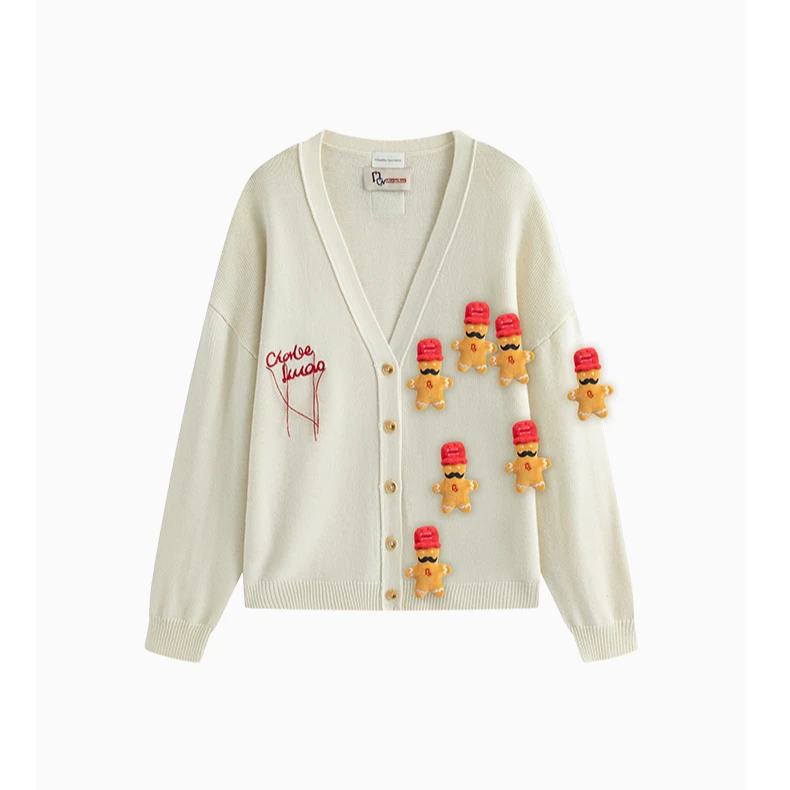 Charlie LucianoX 胡桃夹子联名姜饼人玩偶标识绣花开衫男女毛衣