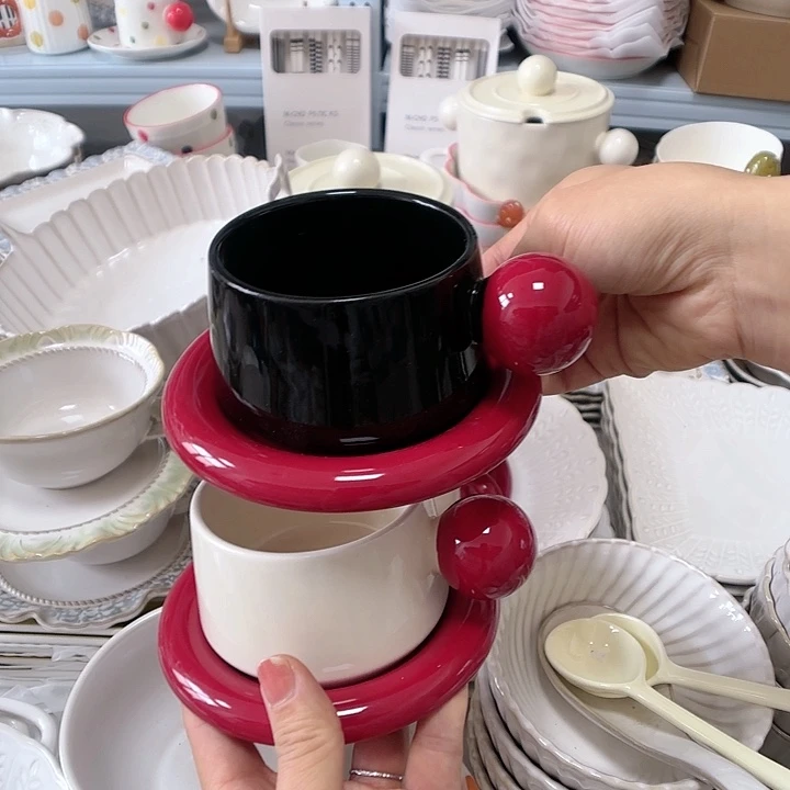 瓷片瑕疵特价咖啡杯碟